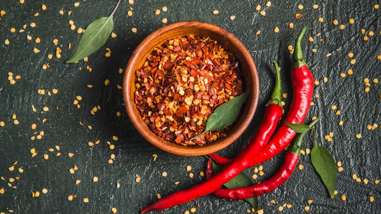 Red pepper flakes in a bowl