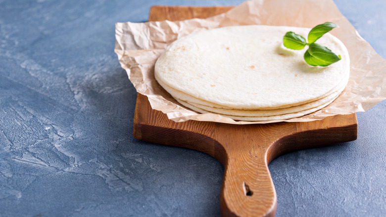 tortillas on parchment paper