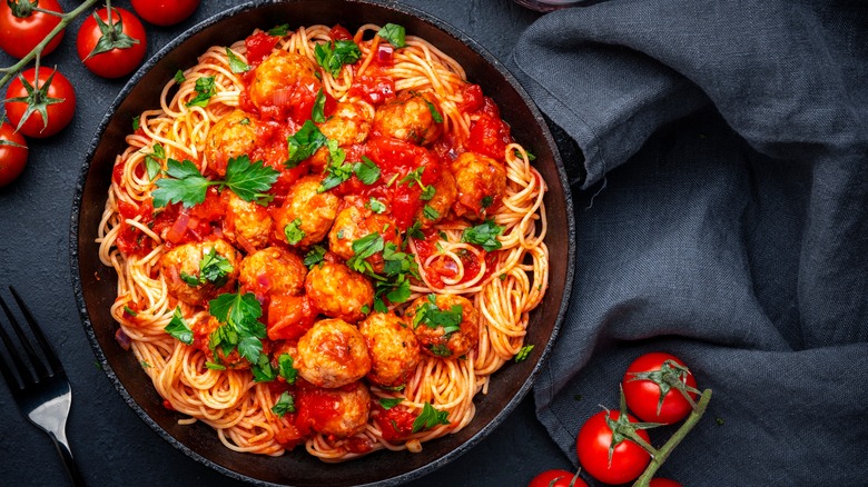 Spaghetti and meatballs