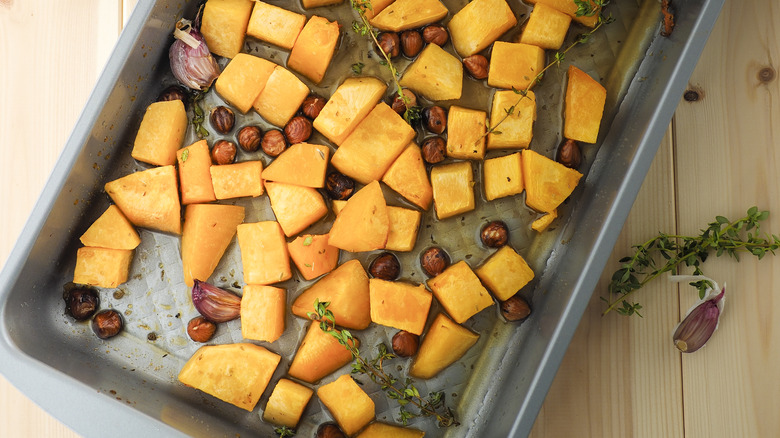 roasted rutabaga on sheet pan