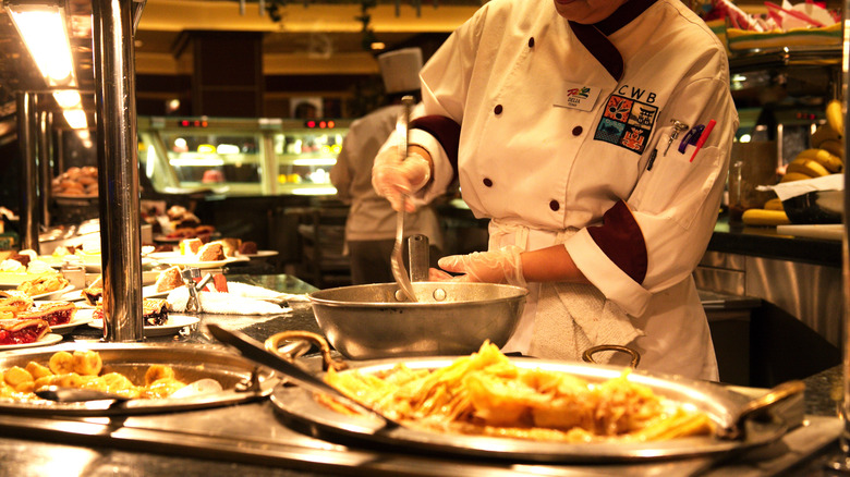 woman working at buffet