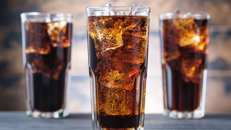 Dr Pepper in three glasses