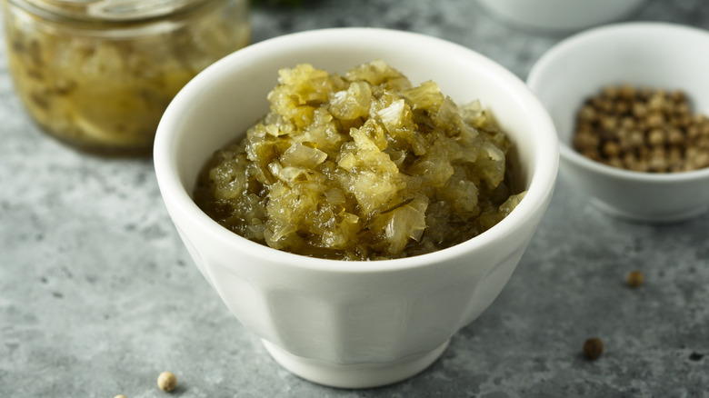 small bowl of pickle relish