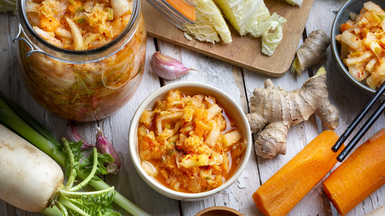 kimchi and ingredients