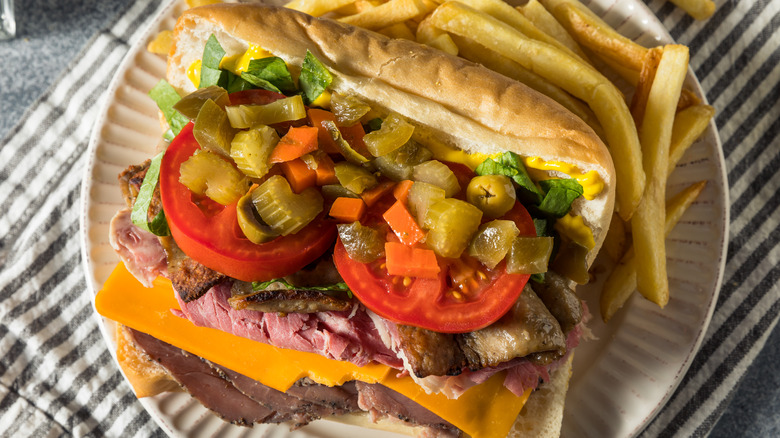 roast beef sandwich with giardiniera