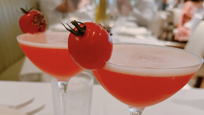closeup of served tomatini cocktails