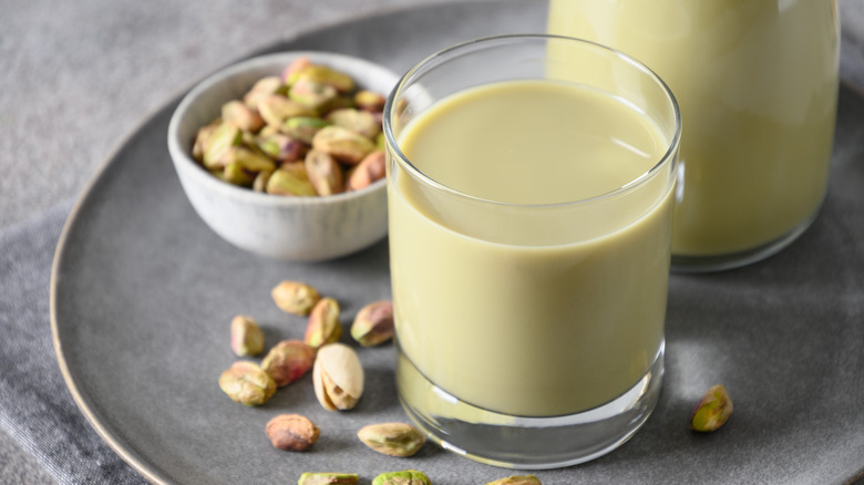 glass of pistachio milk