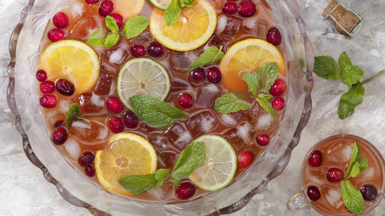 Bowl of rose punch 