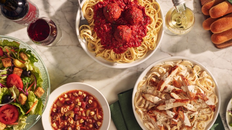 various dishes from Olive Garden