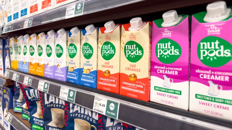 nutpods oat milk creamers on store shelf