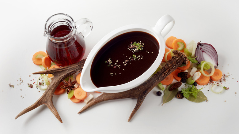 Worcestershire sauce in a gravy boat