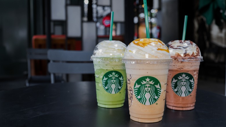 three starbucks frappuccinos