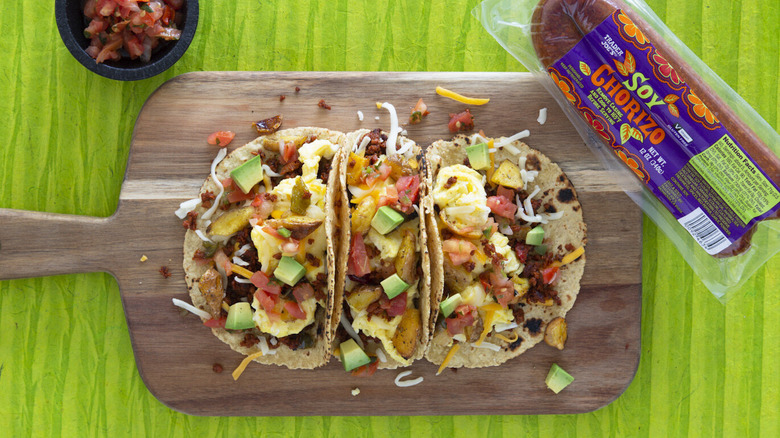 Trade Joe's Soy Chorizo breakfast tacos