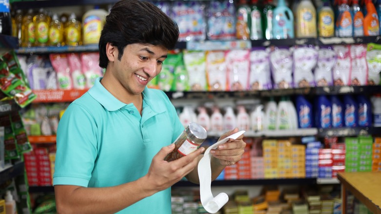 man happy with grocery prices