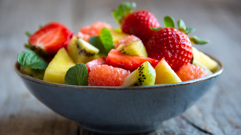 Fruit salad on table