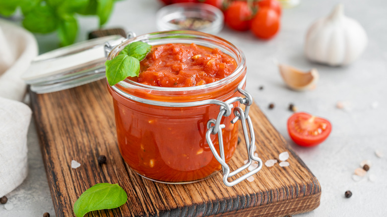 Jar of marinara sauce