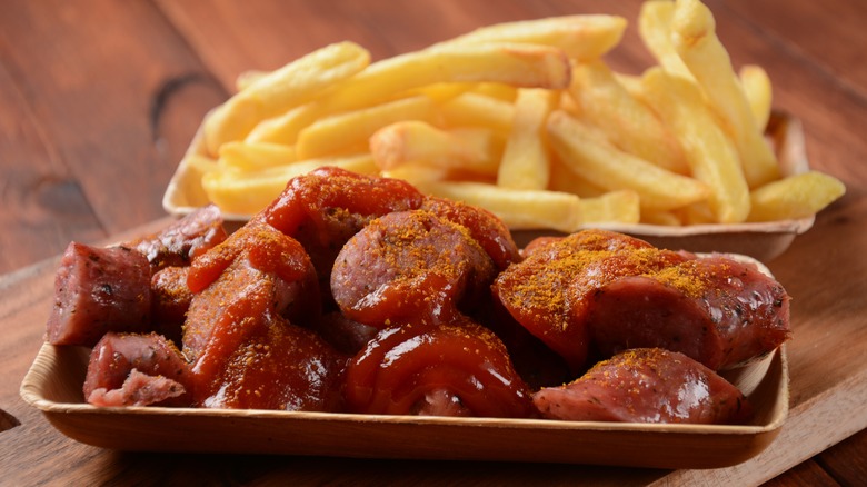 Currywurst and fries