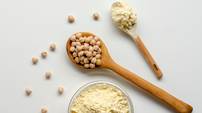 chickpea flour on a white background