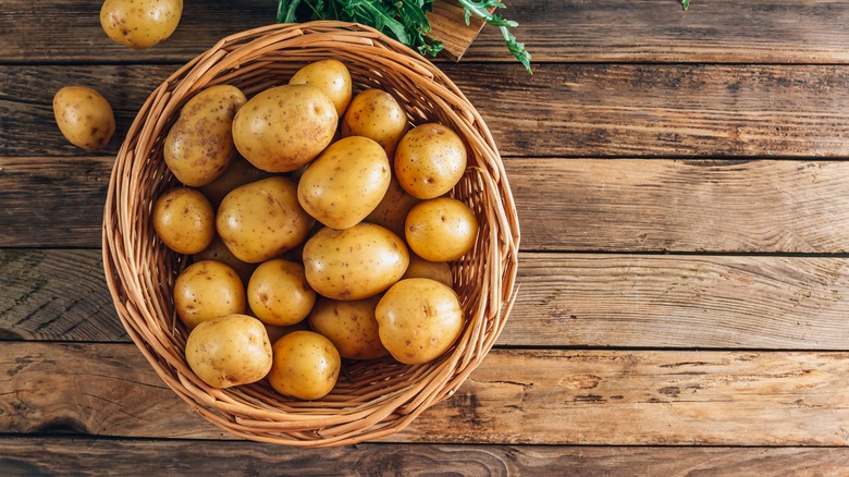 A basket of baby potatoes