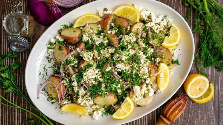 Greek baby potato salad