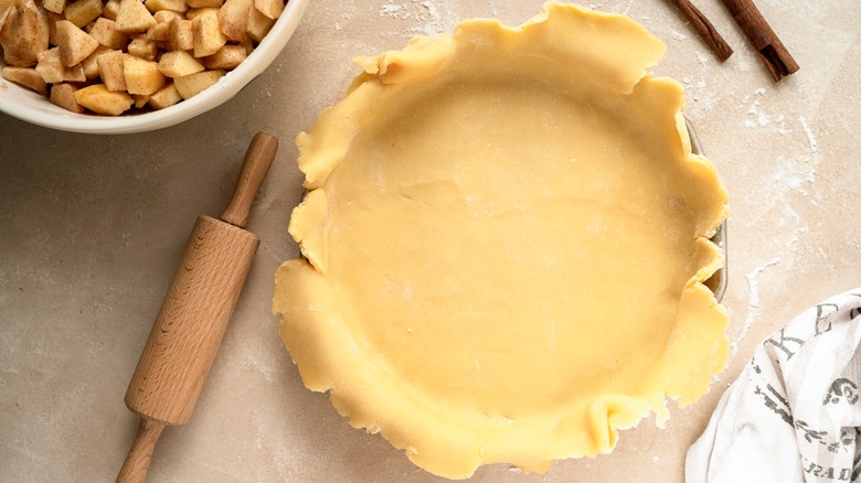 pie crust dough in pan