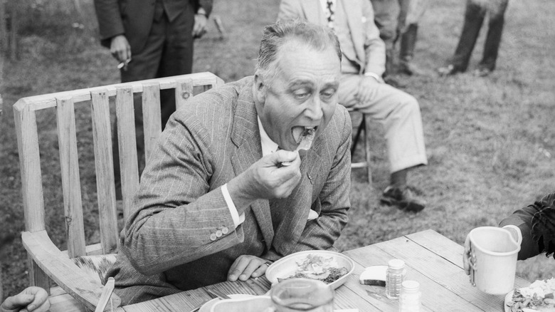 President Roosevelt eating