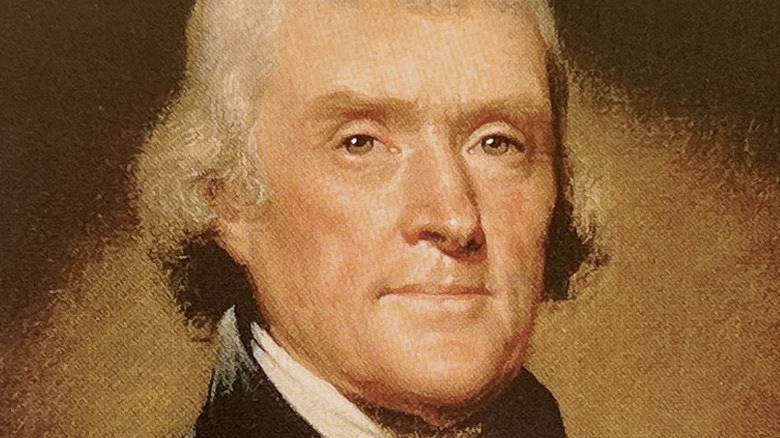 A close-up portrait of Thomas Jefferson