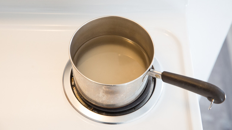 simple syrup in small saucepan