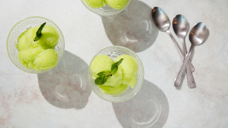 pear sorbet served on table