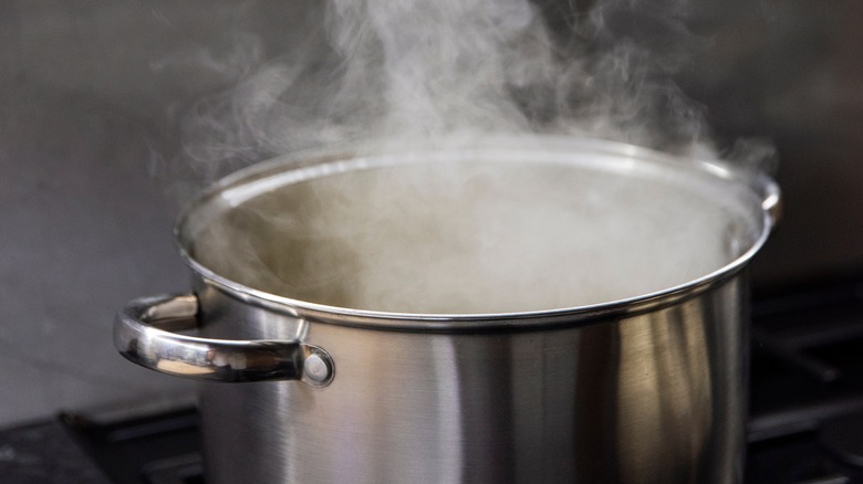 steaming pot on stove