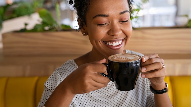 Person drinking coffee