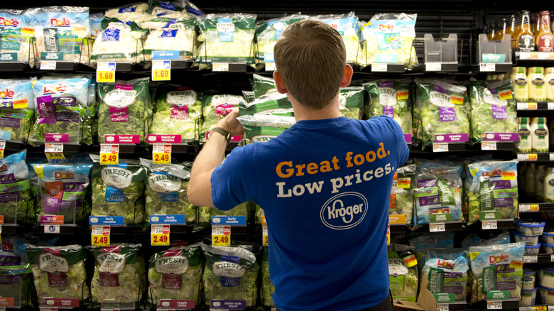 Kroger packaged produce and employee