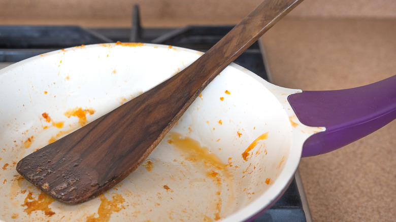 dirty ceramic pan