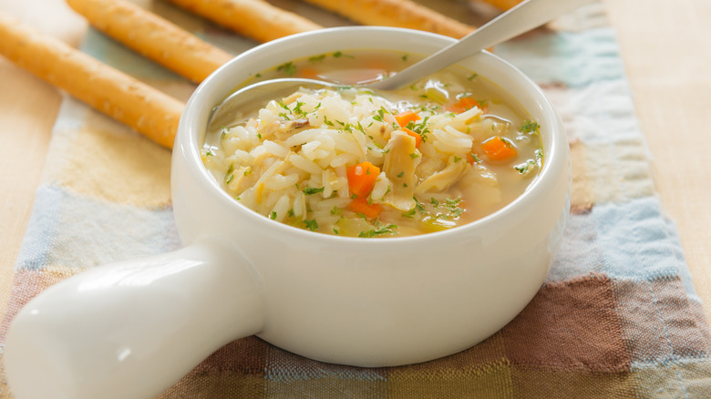 Homemade chicken and rice soup