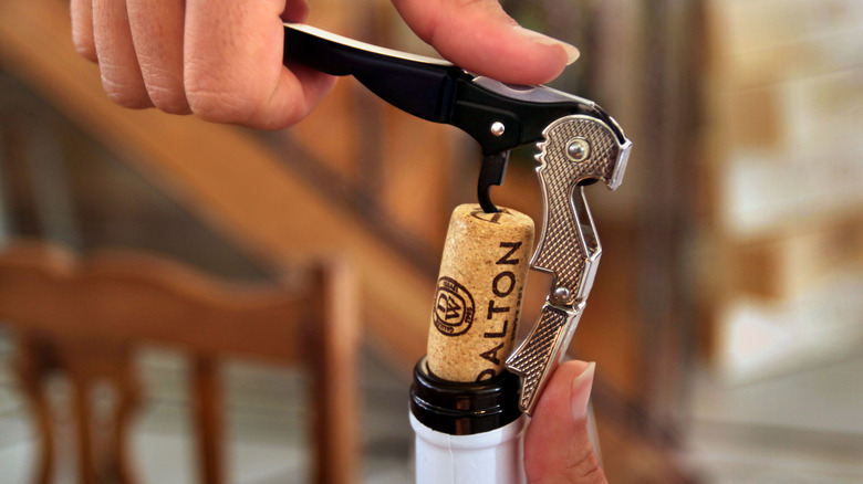 Corkscrew removing cork