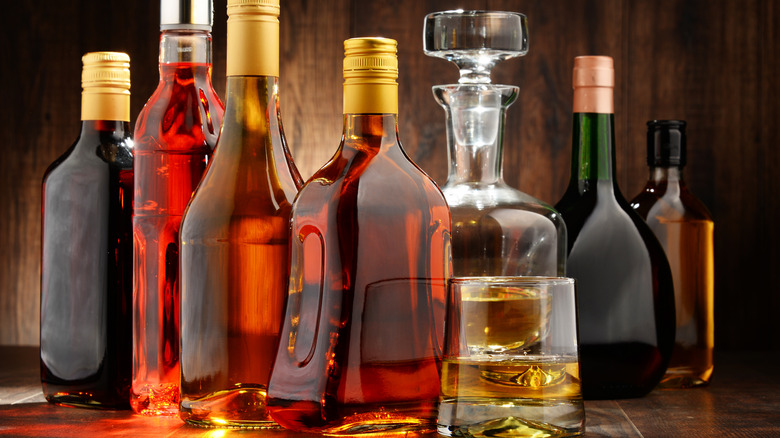 bottles of alcohol without labels