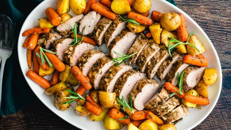 pork tenderloin on a platter