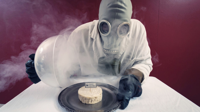 gas mask and stinky cheese