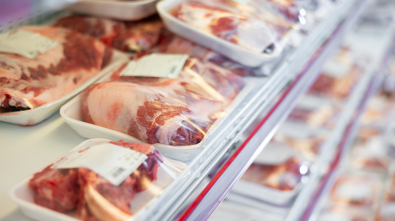 packaged meat at grocery store