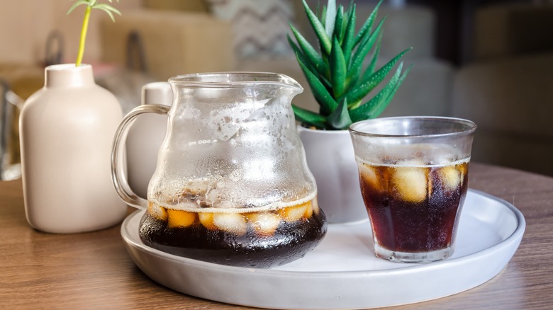 Japanese flash-brewed coffee on ice