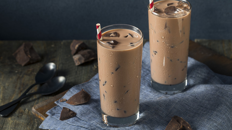 chocolate milk in a mason jar