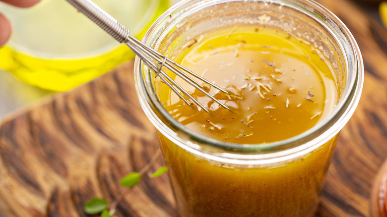 oil-based salad dressing in jar