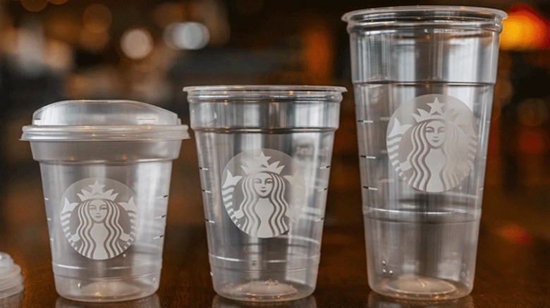 New Starbucks cold cups with raised dots at bottom