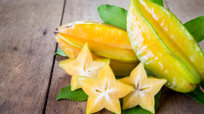 sliced and whole starfruit