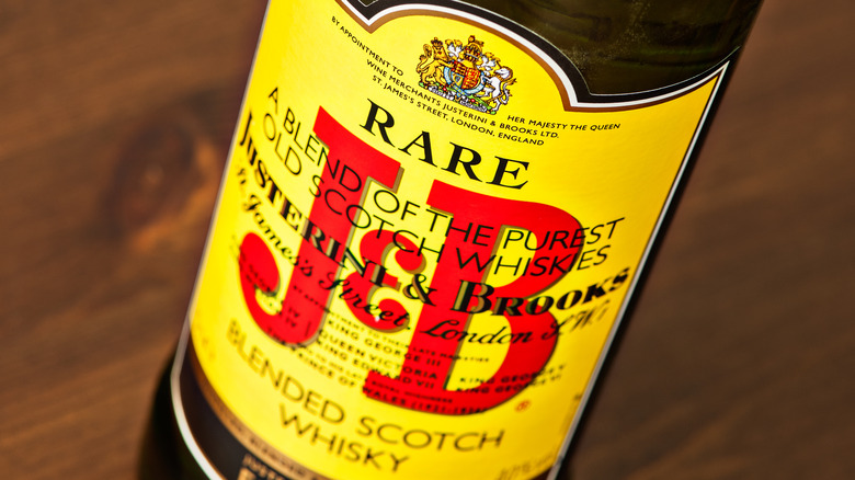 label of J&B whisky