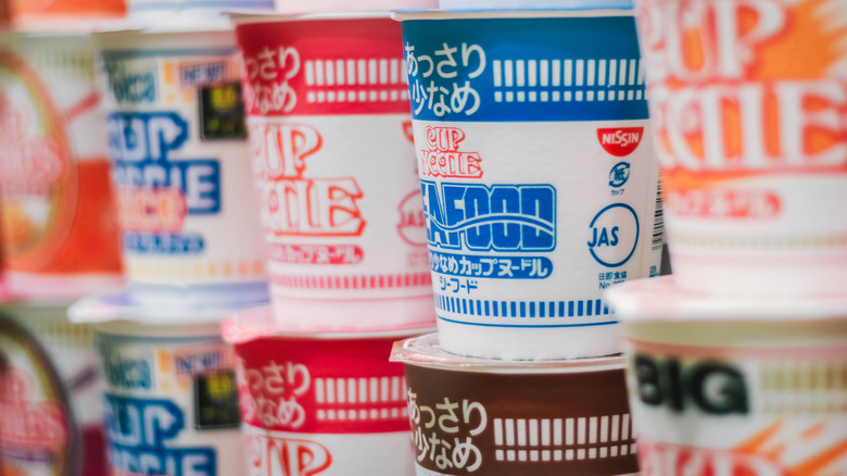 Cup noodle ramen on display