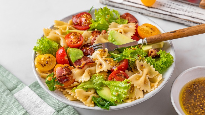 pasta salad with fork
