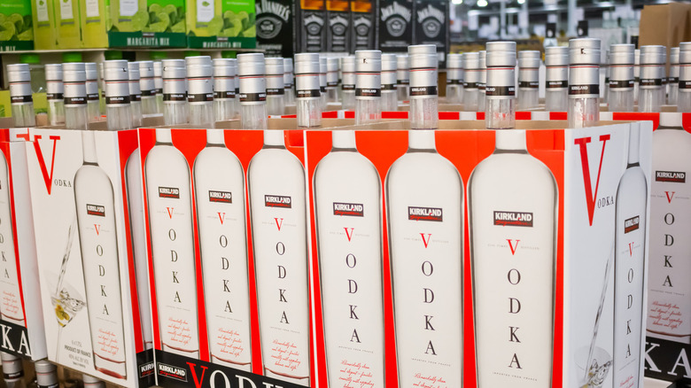 Kirkland Signature vodka bottles