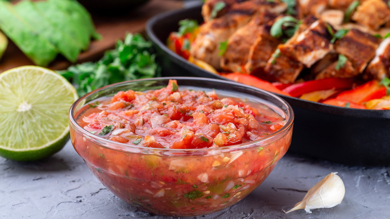 salsa in glass bowl