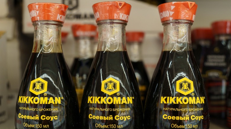 Kikkoman soy sauce bottles